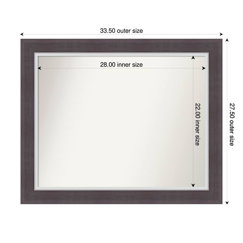Ellie Non-Beveled Framed Wall Mirror - 34 x 28 in - Ellie Brown Silver