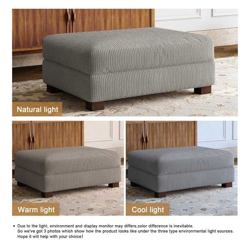 Rectangle Corduroy Ottoman for Living Room