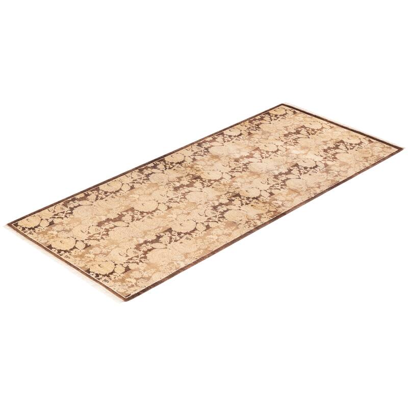 Overton Handknotted Wool Traditional Abstract Brown Runner