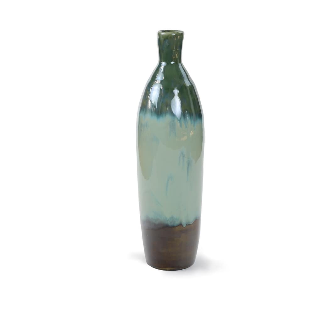 Euro Ceramica Patina 20.5" Stoneware Bottle Vase