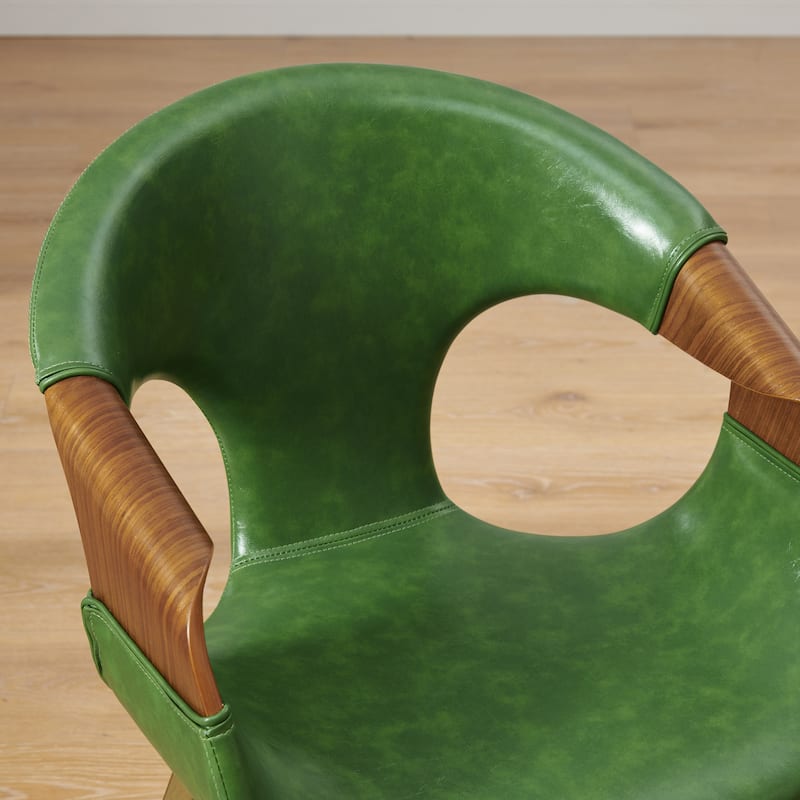 Art Leon Mid-century Modern Faux Leather Bentwood Dining Chair