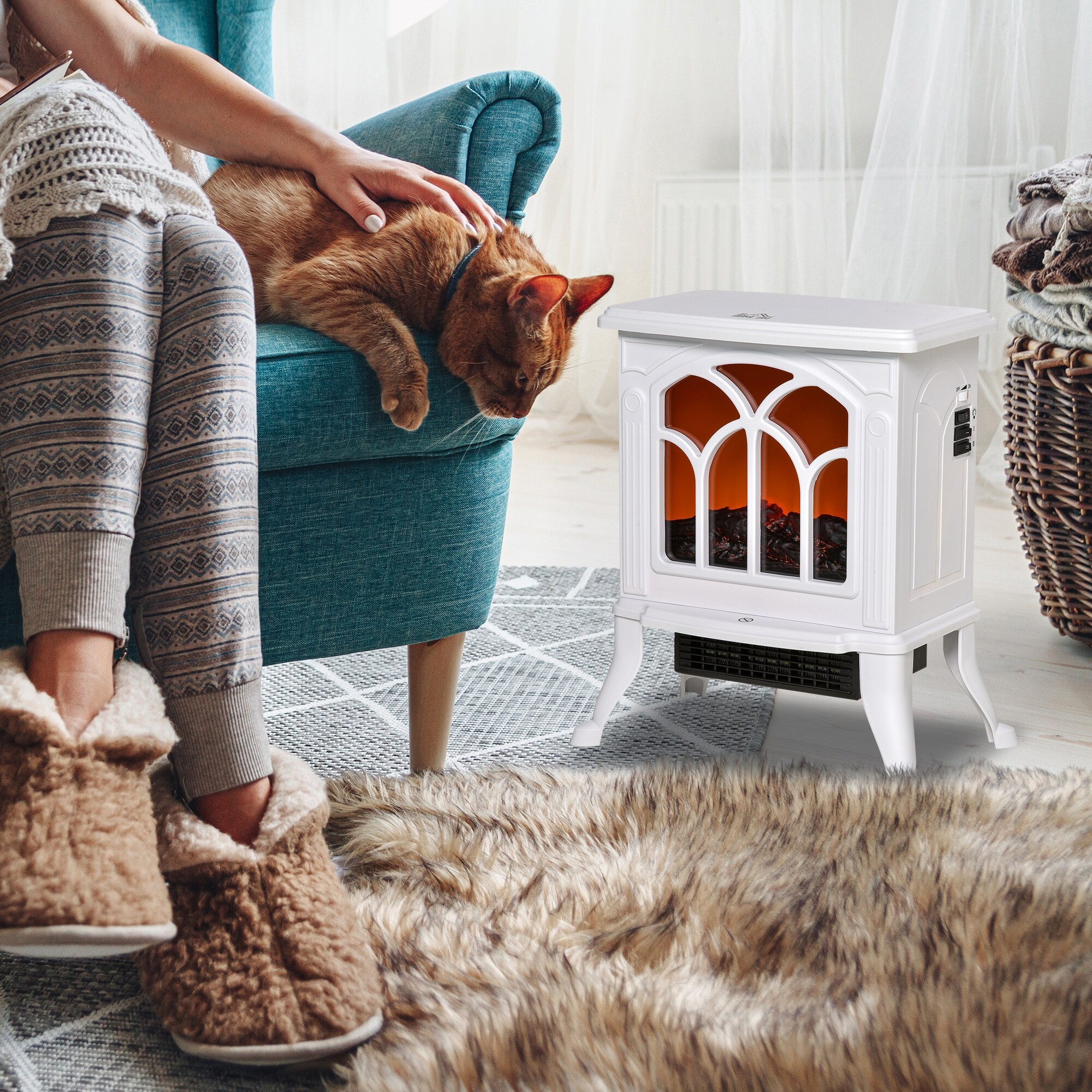 Compact Electric Stove Heater with Adjustable Heat and Tip-Over