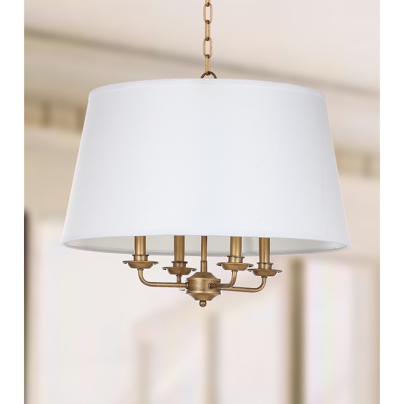 SAFAVIEH Lighting Anika Adjustable 4-Light Gold/ White Pendant - 22"x22"x23-93" - Gold/White - 22Wx22Dx93H