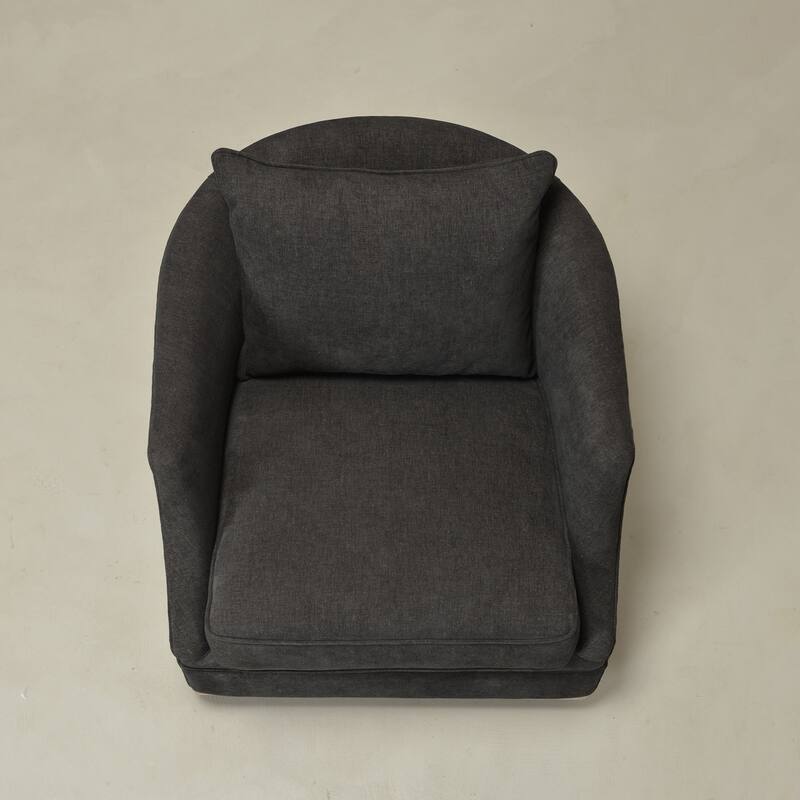 KINWELL 31" Wide Linen Fabric Upholstered Swivel Barrel Accent Chair