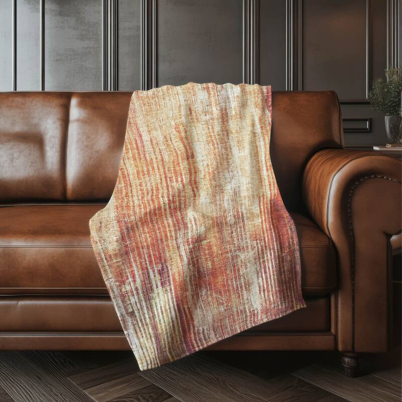 Premium Machine Washable Casual Contemporary Sherpa Throw Blanket - Paprika - 4'2" x 5'10"