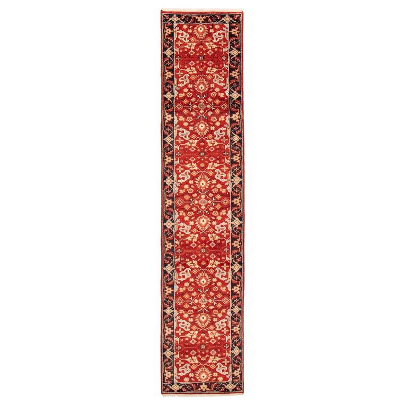 ECARPETGALLERY Hand-knotted Serapi Heritage Red Wool Rug - 2'7 x 12'2 - Red - 2'7 x 12'2