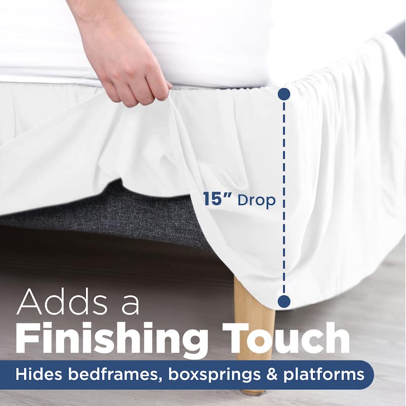 Martex 100% Microfiber Dust Ruffle Hotel Quality 16" Drop Bed Skirt
