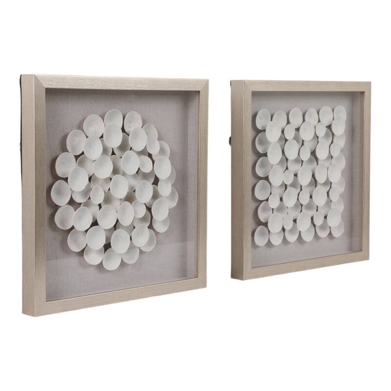 Botanical Shadow Box Wall Art - Decorative 3D - Set of 2, 20", White