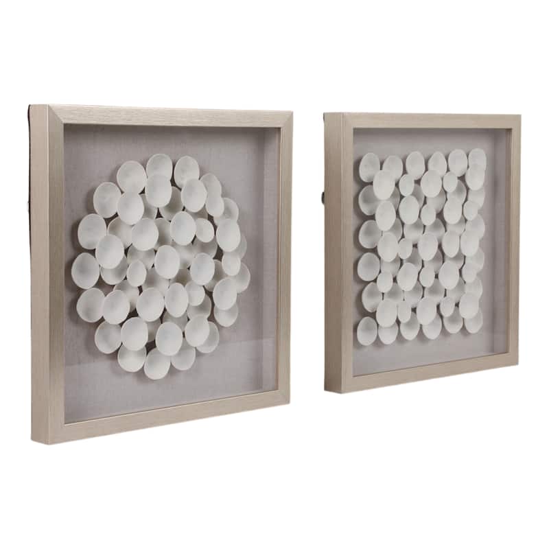 Resin Dimensional Petal Canvas Wall Art (Set of 2) - 20" White