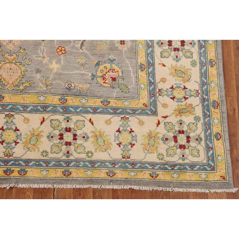 Floral Oushak Oriental Area Rug Hand-Knotted Wool Carpet - 6'6" x 9'8"
