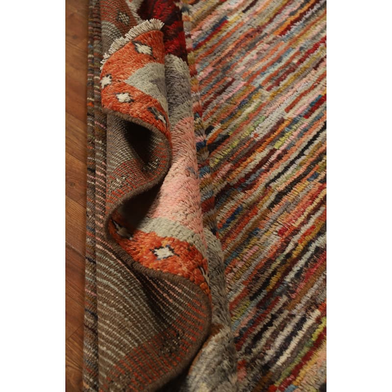 Geometric Moroccan Area Rug Hand-Knotted Wool Carpet - 6'7" x 9'7"