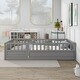preview thumbnail 1 of 29, Full Size Floor Bed Frame with Tall Guardrails and Access Opening Play Grey