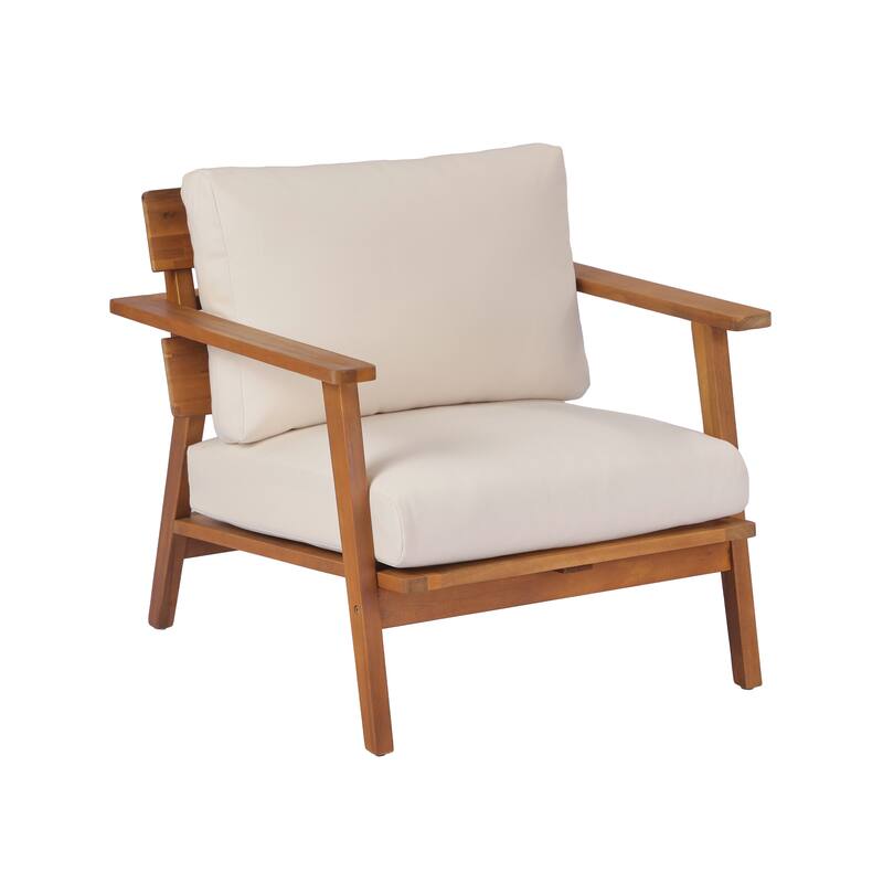 Christopher Knight Home - Mid-Century Modern 4- Piece Acacia Wood Patio Conversation Set