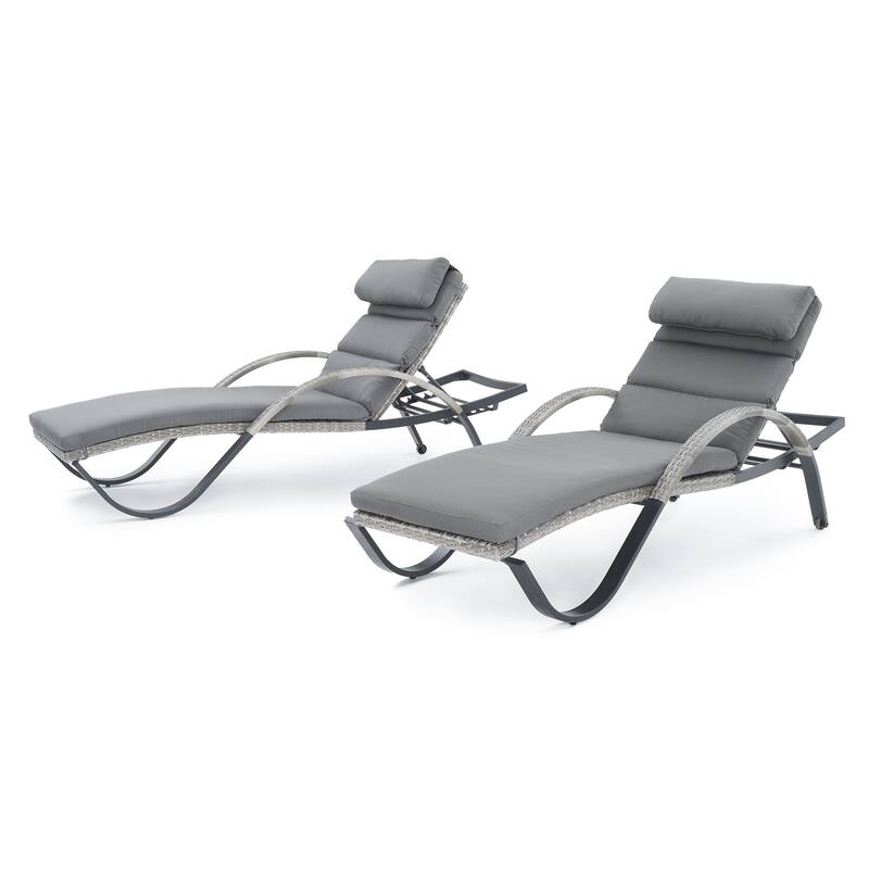 Cannes 2 Piece Sunbrella Outdoor Patio Chaise Lounges with Cushions