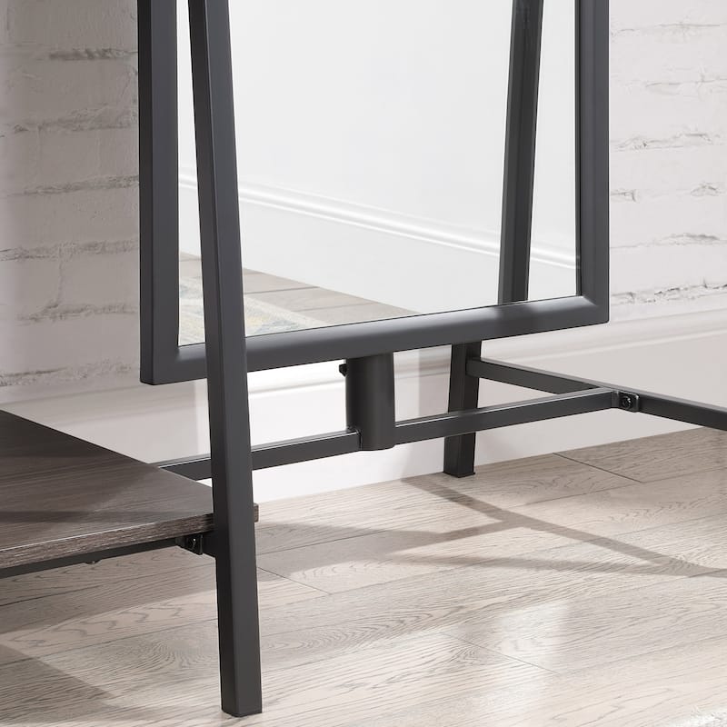 Drindel Contemporary Black Coat Stand with Mirror by Furniture of America
