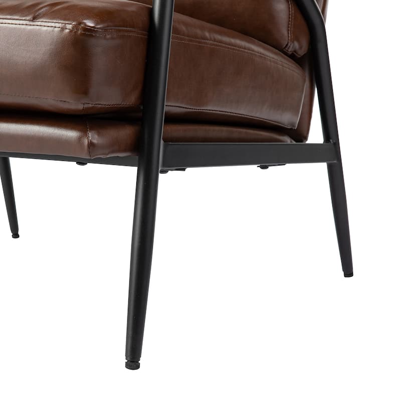 Glitzhome Leatherette Accent Armchair With Metal Frame
