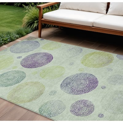 HomeRoots Geometric Transitional Rectangle Outdoor Rug