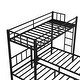 preview thumbnail 10 of 11, Black Twin XL over Twin Metal Triple Bunk Bed with Fence and Ladder