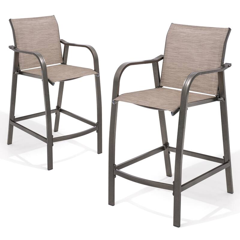 Crestlive Products Outdoor Outdoor Cast Aluminum Swivel Bar Stools with Sunbrella Cushion