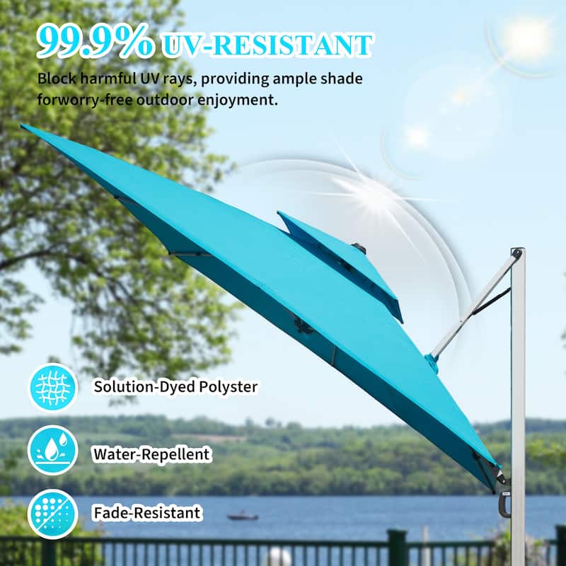 10'X10' Square Cantilever Umbrella with Center Pole, Gray (Base Not Included)