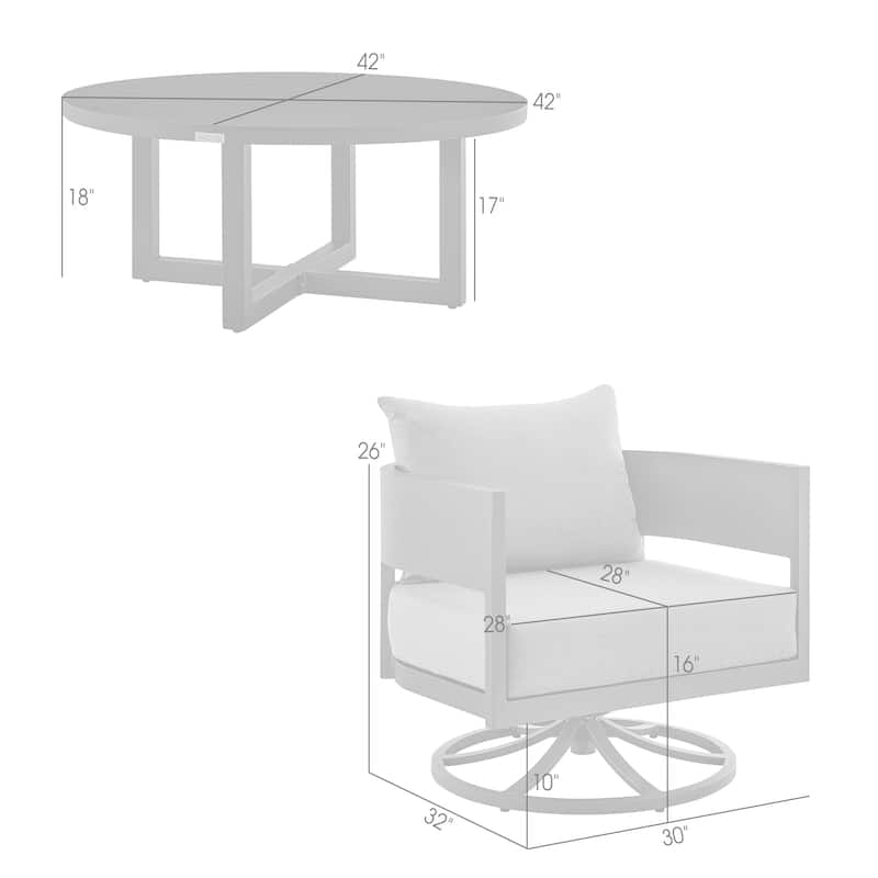 Argiope Dark Grey Aluminum Outdoor Swivel 3-Piece Chat Set