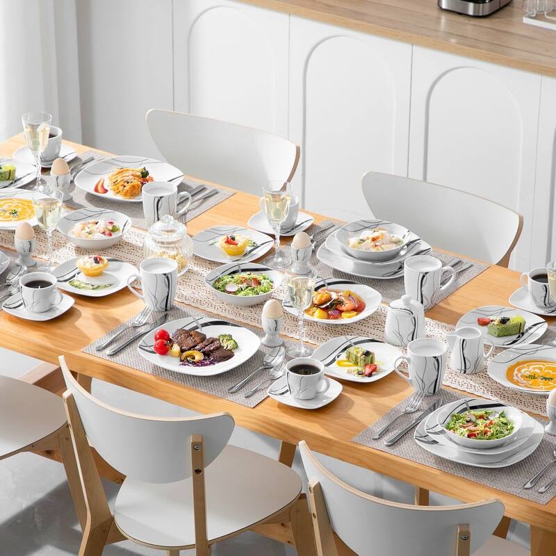 VEWEET 'Fiona' Porcelain 50-Piece Dinnerware Set (Service for 6)