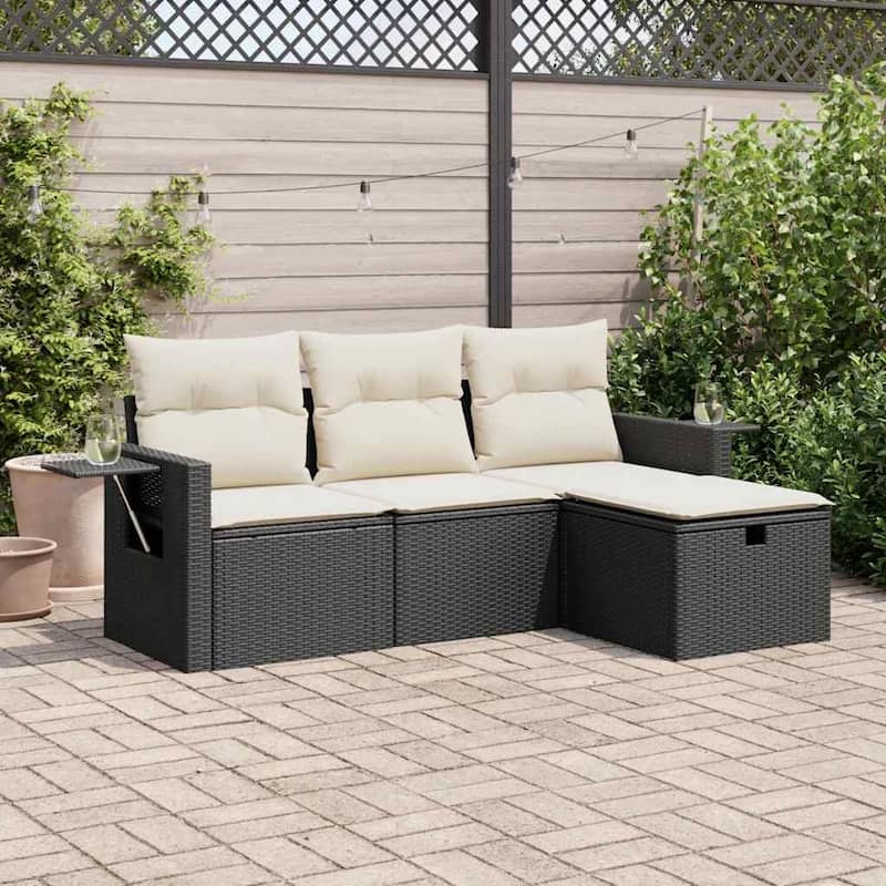 vidaXL Garden Sofa Set - Black and cream Compact