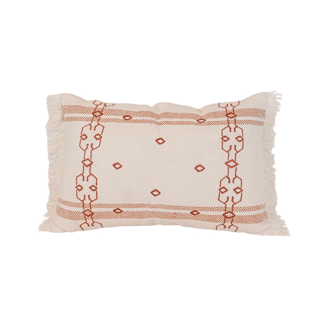 Foreside Home & Garden Red Embroidered Filled Cotton Pillow