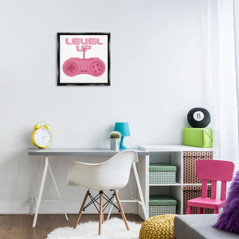 Stupell Girl Gamer Pink Level Up Framed Floater Canvas Wall Art Design By Yass Naffas Designs
