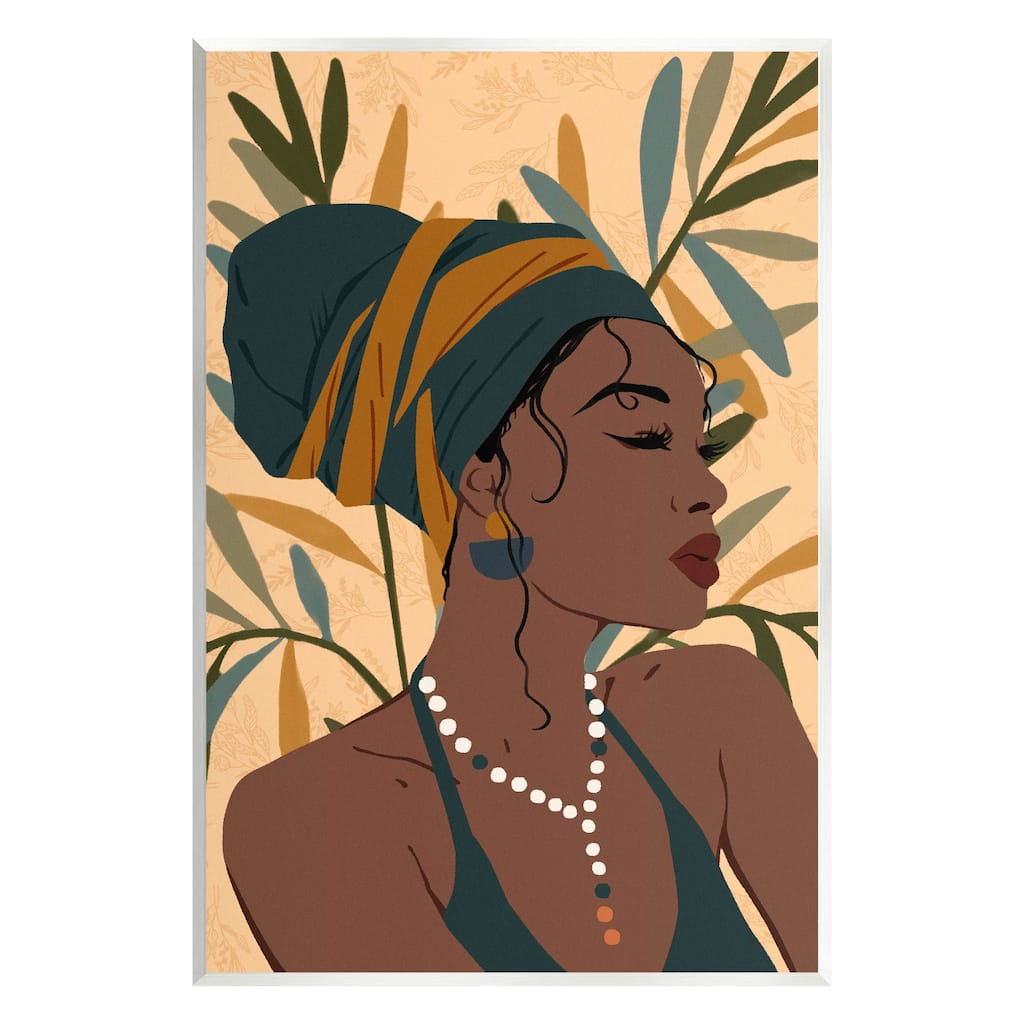 Stupell Bohemian Girl Botanical Leaves Wall Plaque Art by Ziwei Li