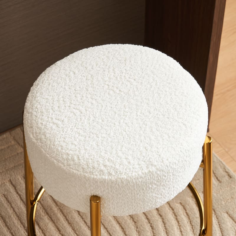 Set of 2 Contemporary Round Upholstered Dining Stools, Bar Stools