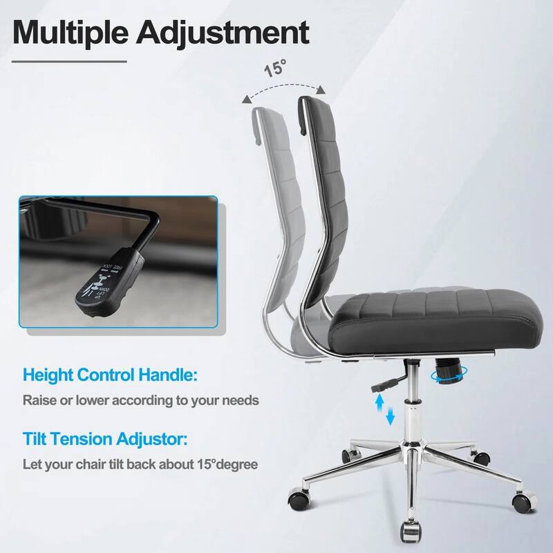 Armless Ergonomic Office Chair Modern Swivel Chair for Home & Office