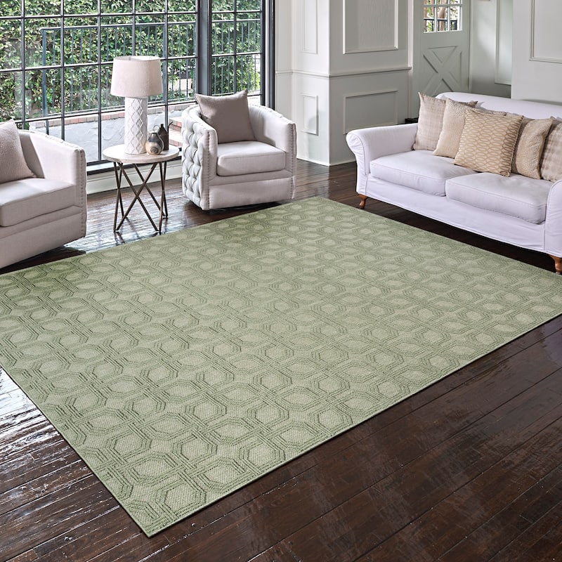 Gertmenian Malini Polypropylene Modern Abstract High-Low Area Rug Collection - 7' 10" x 10' - Haley Sage
