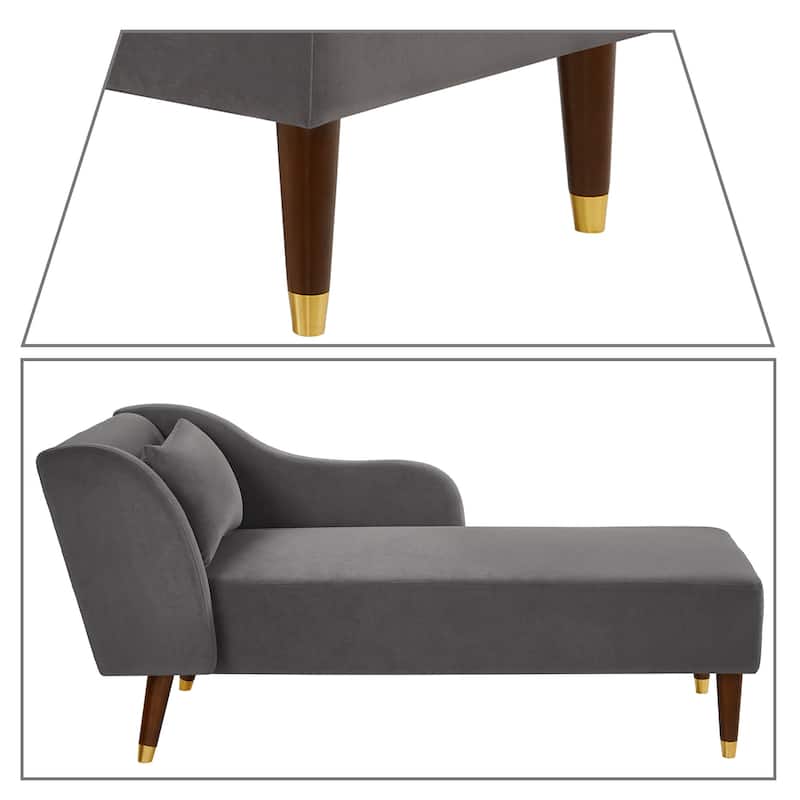 Mid-Century Vintage Velvet Upholstered Leisure Chaise Lounge with a Pillow