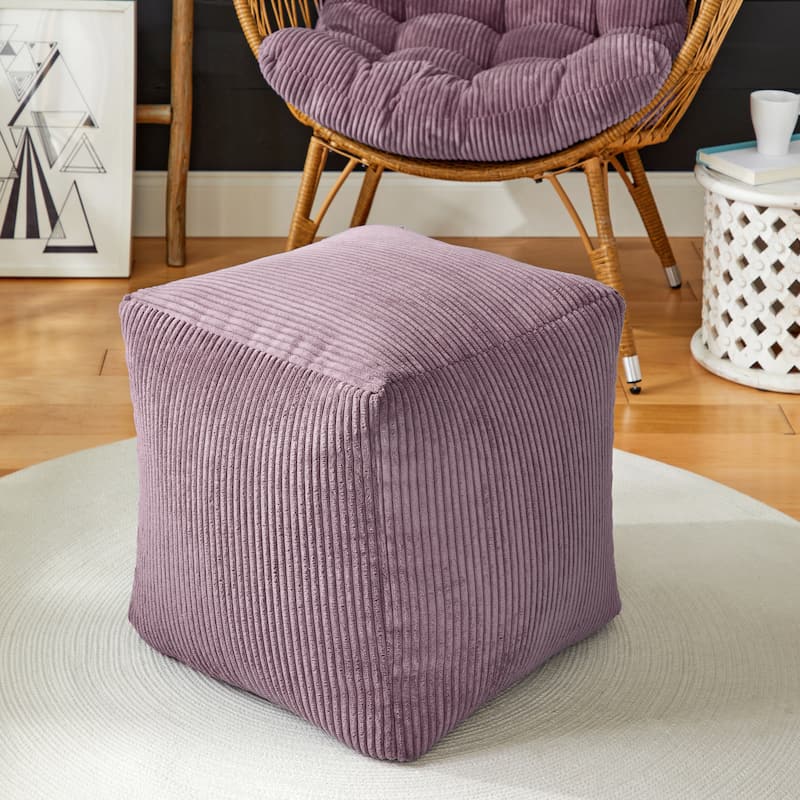 Sorra Home Indoor Bean Pouf - Stein Fibers - Barrett Purple - 17 in W x 17 in D x 17 in H