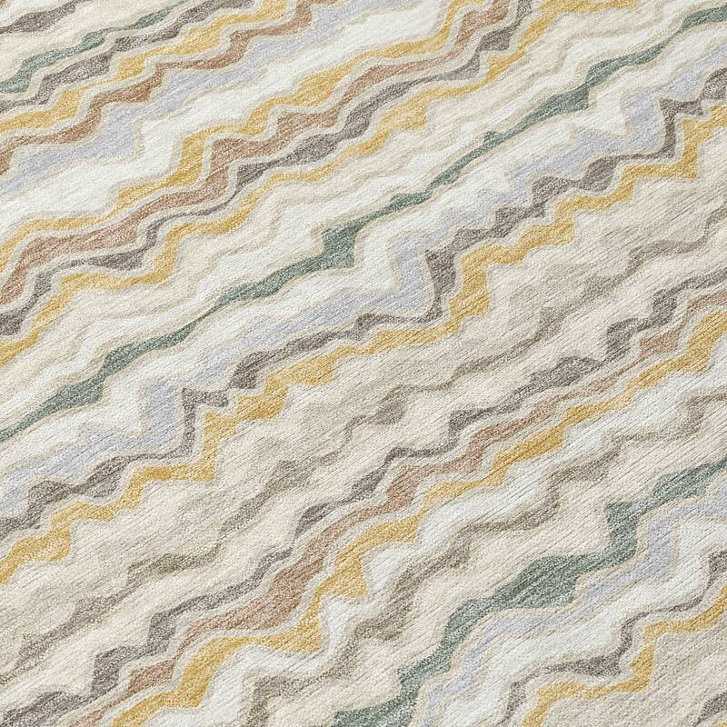 Machine Washable Indoor/ Outdoor Ziggy Stripe Chantille Rug