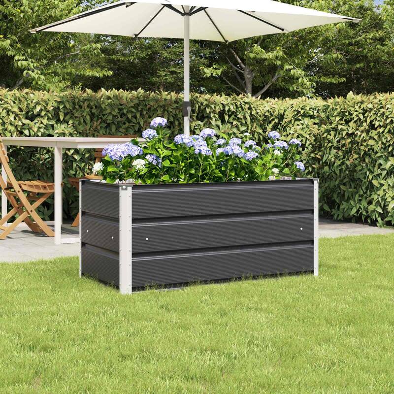 vidaXL Planter in Galvanised Steel - 39.37 x 19.69 x 17.72 - Black - 39.37 x 19.69 x 17.72 in