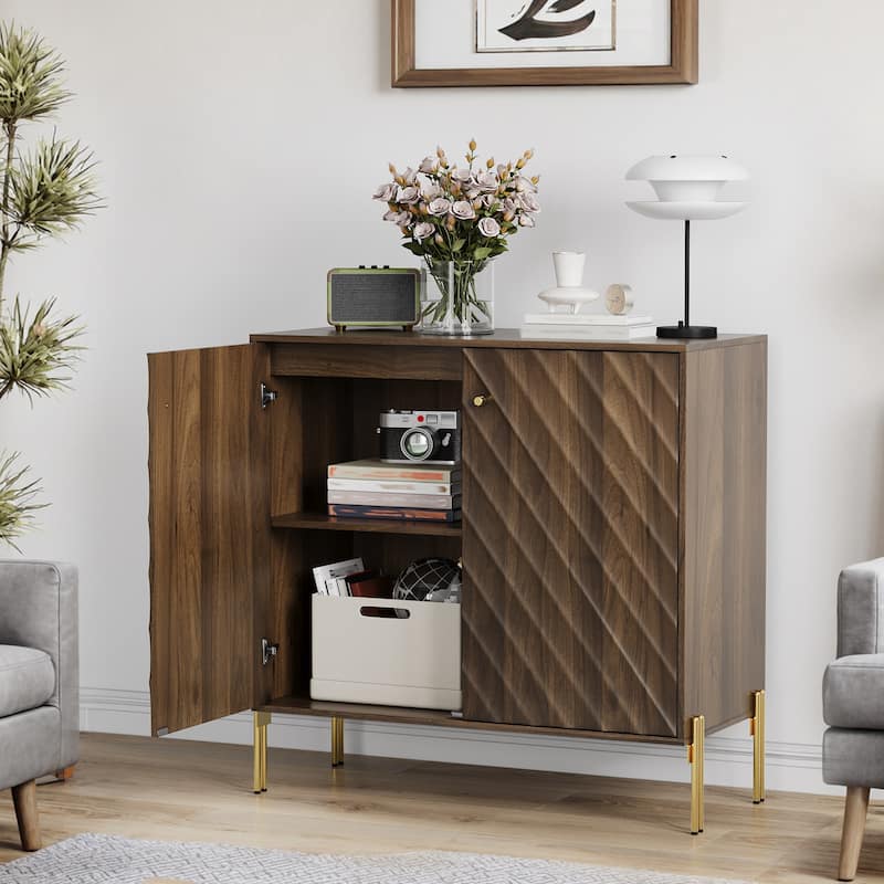 31.50" Mid-Century Modern Wood Sideboard, Buffet Storage Cabinet