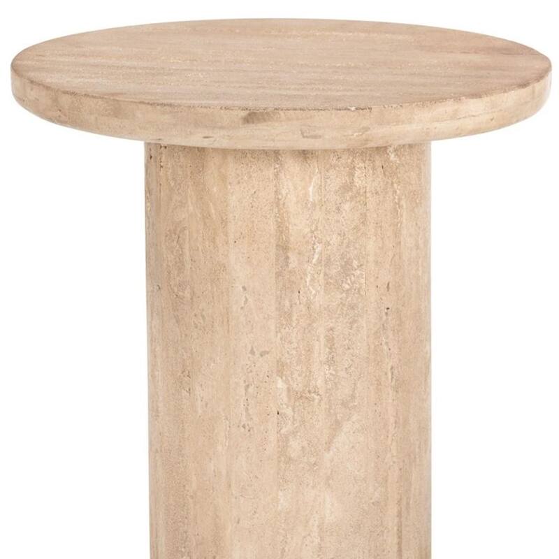 HomeRoots 15" Natural Stone Round Pedestal End Table - 15.00 in. x 15.00 in. x 15.00 in.