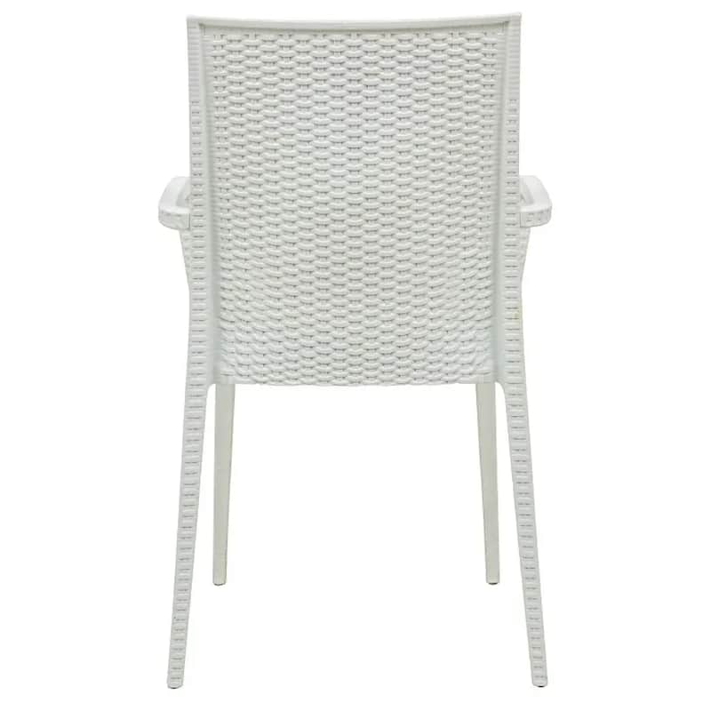 Mace Polypropylene Stackable Armrest Patio Dining Chair with Woven Design for Outdoor Dining Patio Indoor Gatherings