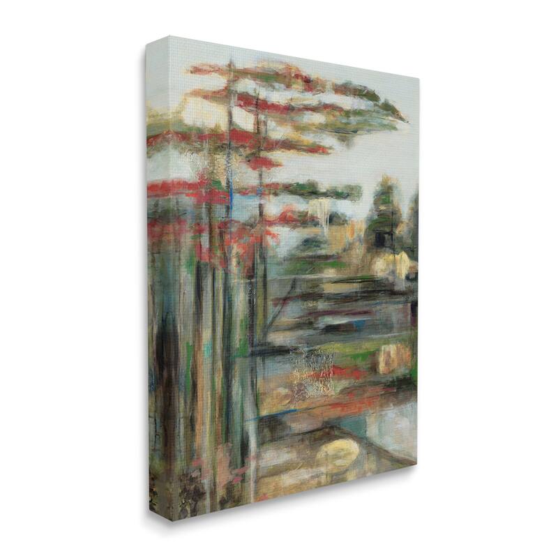 Stupell Rustic Abstract Forest Landscape Linear Distortion Green Brown Canvas Wall Art