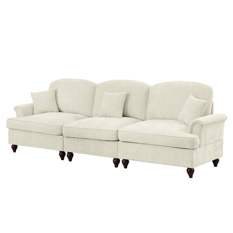 GDFStudio - Elegant Mid Century 3-Seater 107" Chenille Sofa with Flared Arms