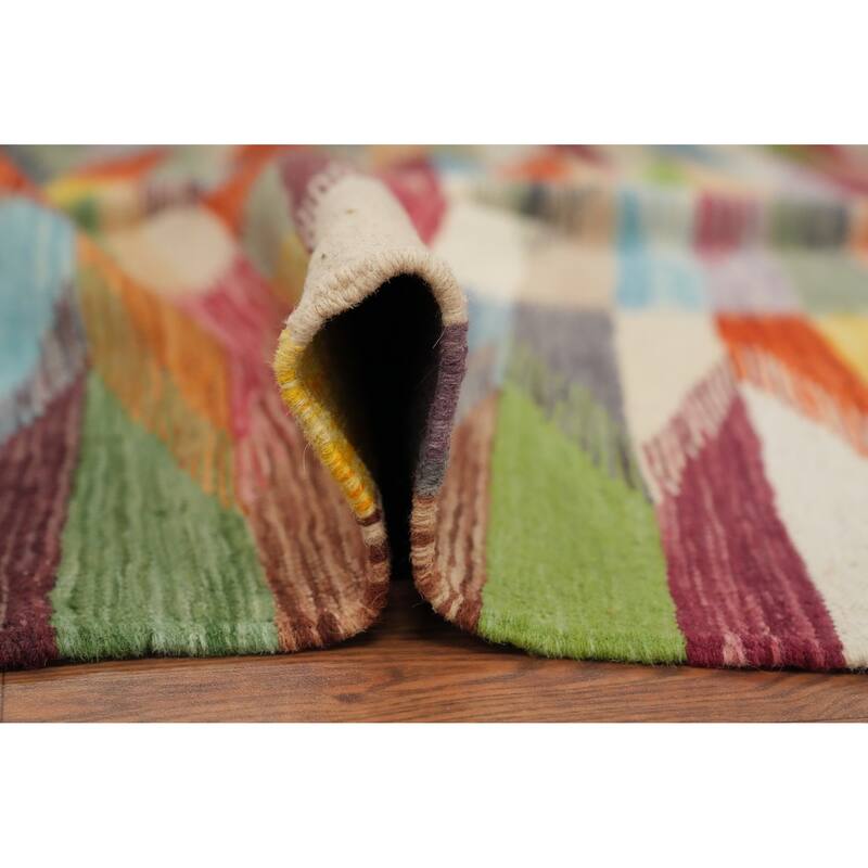 Hand Woven Oriental 100% Wool Carpet Southwestern Modern Multi-Colored Kilim Area Rug - 6' 0'' X 4' 3''