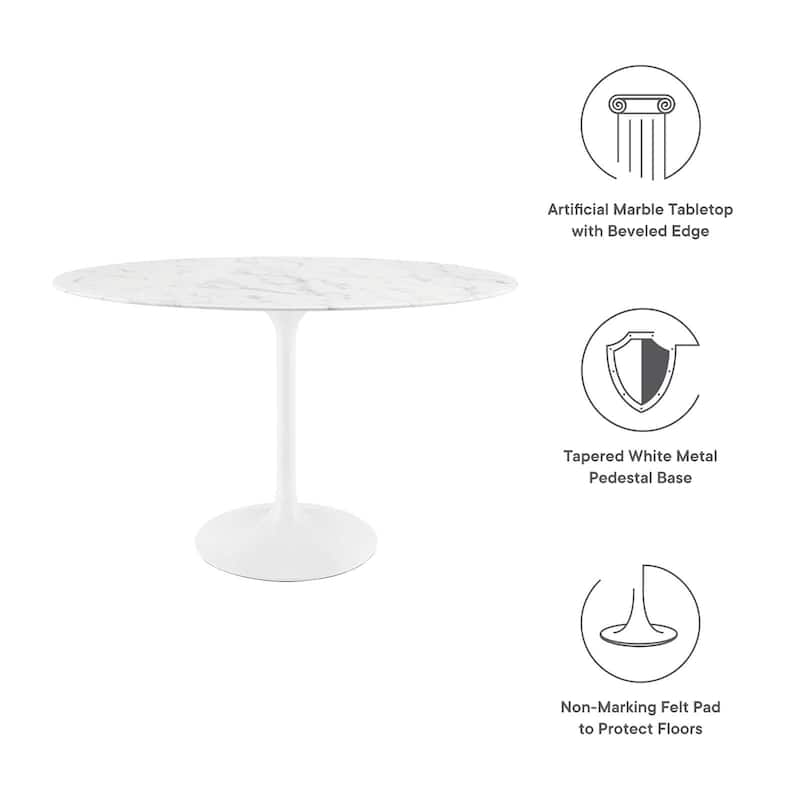 48" Oval Artificial Marble Dining Table