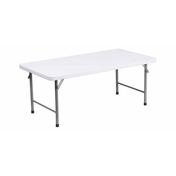 Offex 24''W x 48''L x 19''H Kid's Granite White Plastic Folding Table