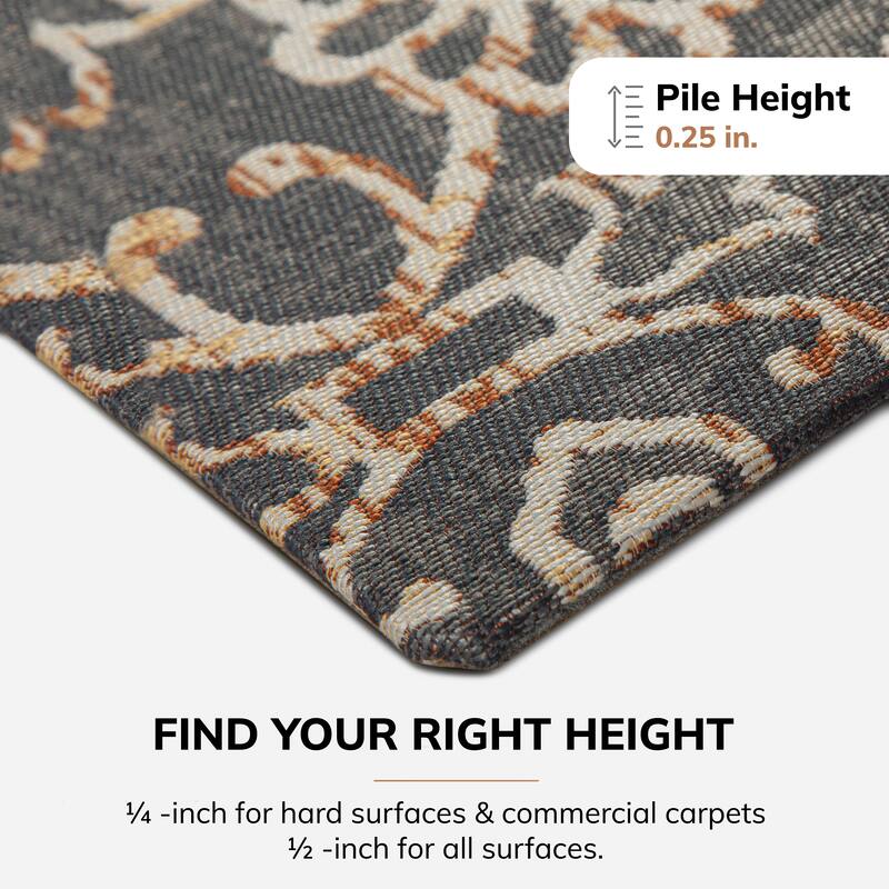 Jani 36"x48" Rug'd Chair Mat-Rug Style Office Chairmat for Carpet & Hard Floors| 0.25" Thick |Non-Slip, Foldable Desk Chair Mat