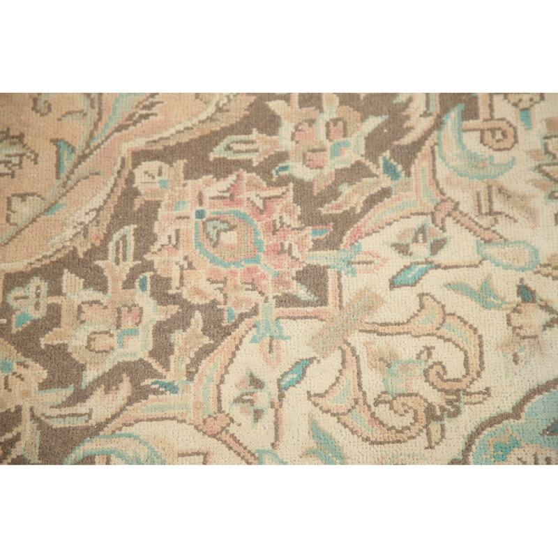 Hand Knotted Oriental 100% Wool Carpet Traditional Floral Coral Mashad Area Rug - 13' 0'' X 9' 5''