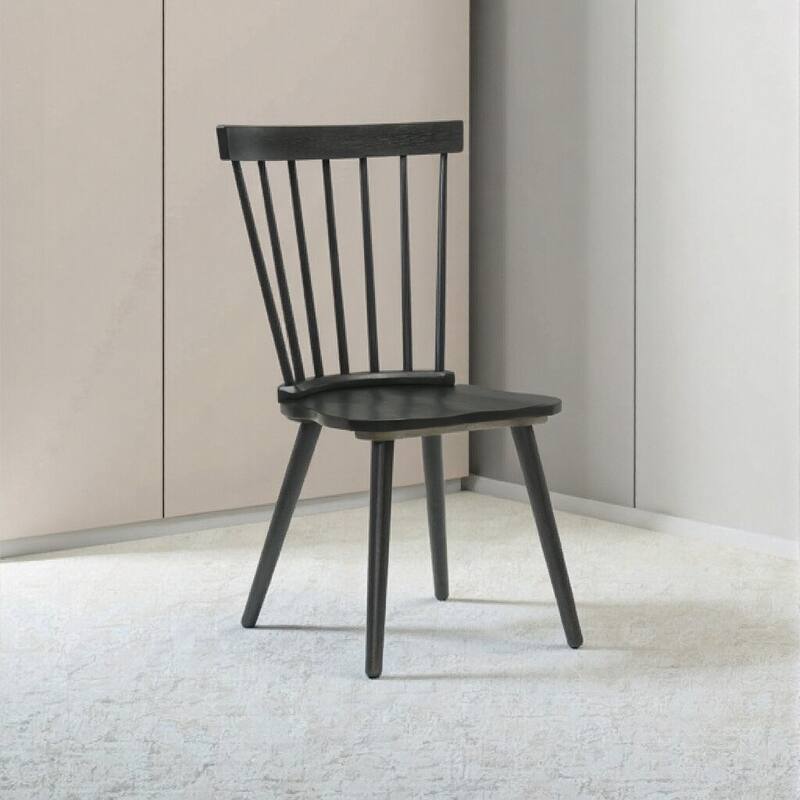 Farmhouse Dining Chair Side Chair Black Meeting Room Chair Set of 2 Office Chair Coffee Chair with Wood Legs - Black