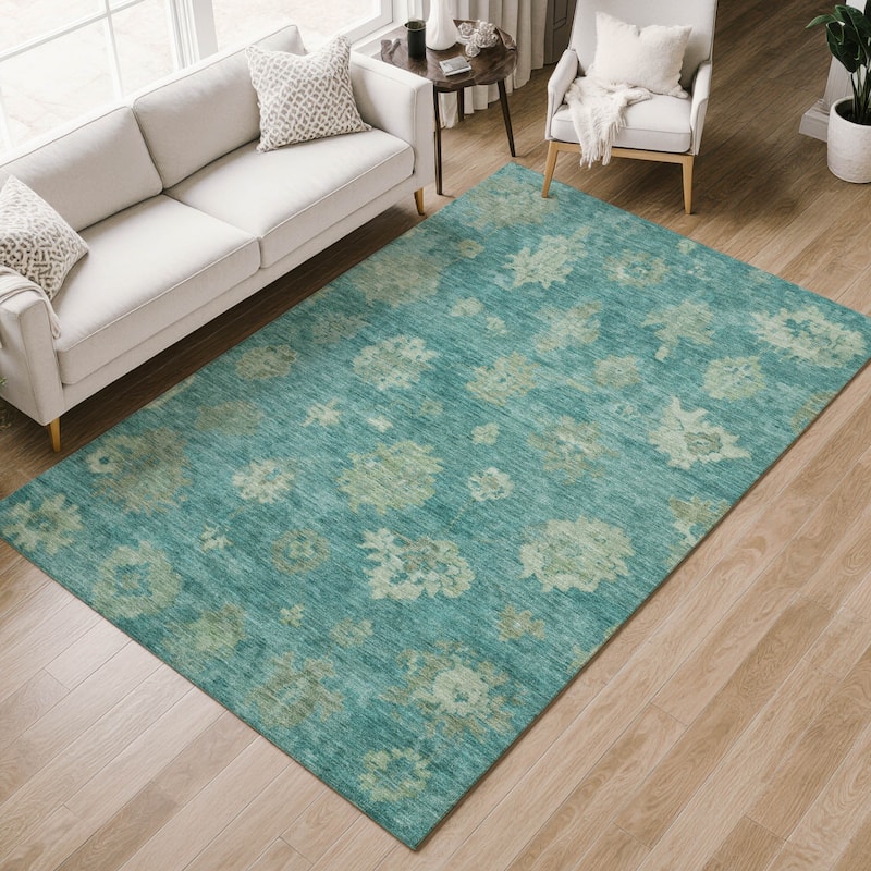 Machine Washable Indoor/ Outdoor Casual Traditional Chantille Rug