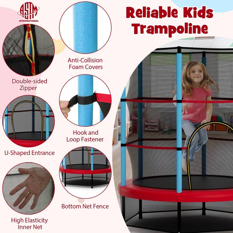 Kids Trampoline with Safety Net Indoor Outdoor Use Bounce Jumper